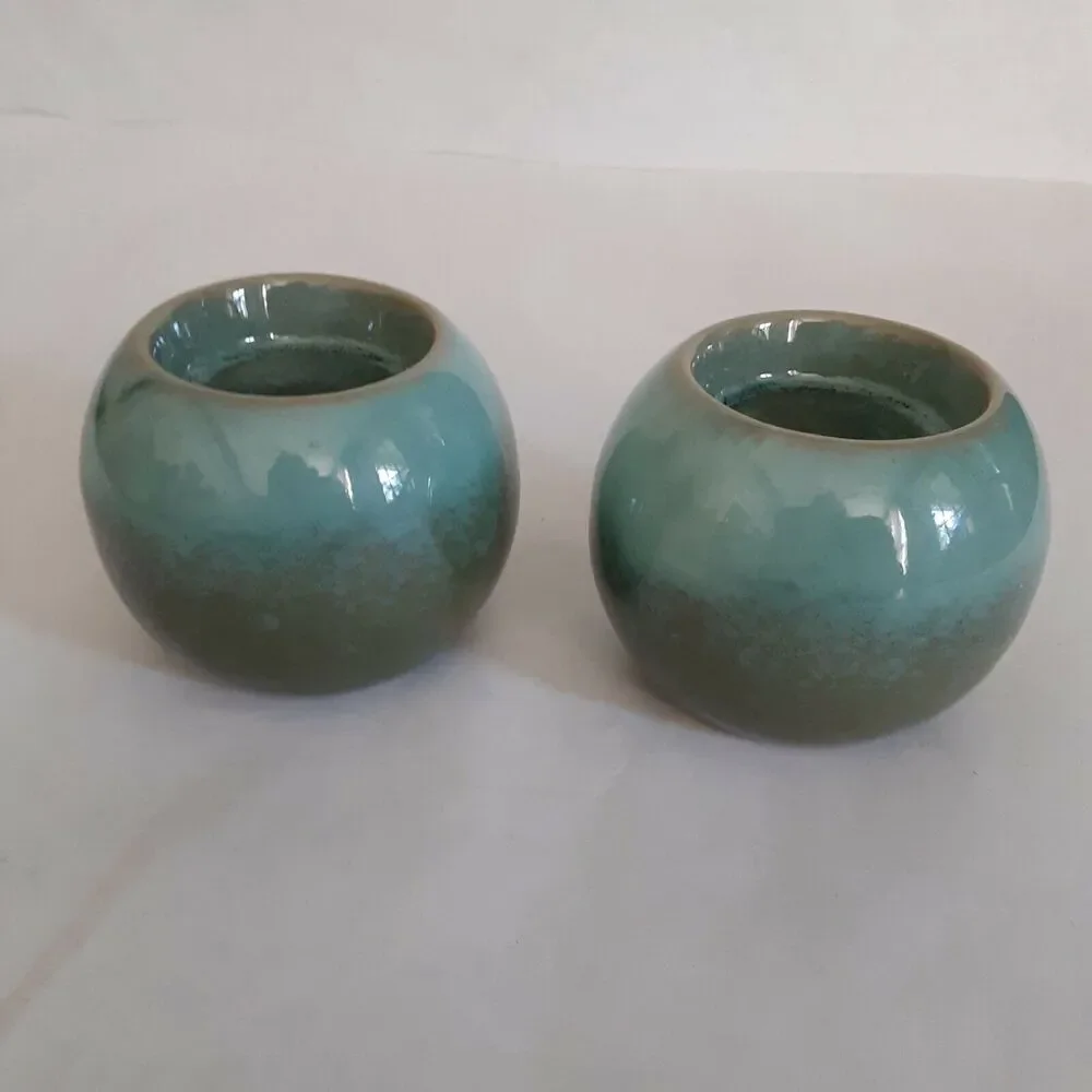 Stoneware Candle Holders Ombre 2pc Minimalist, Eclectic, Masculine